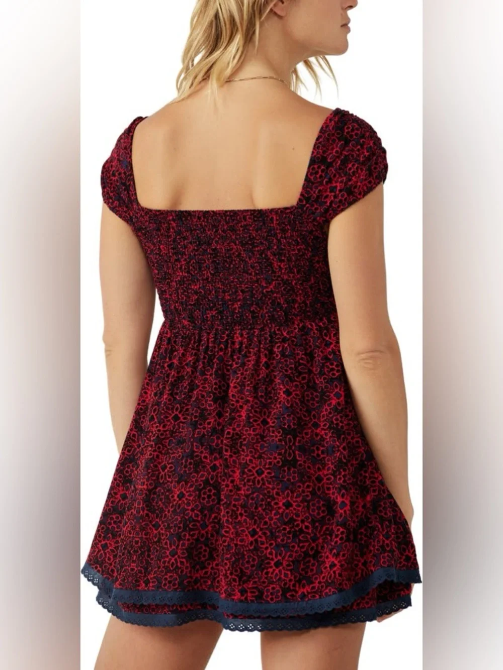 Free People Tabitha Floral Sweetheart Neckline Minidress Boho Cottage